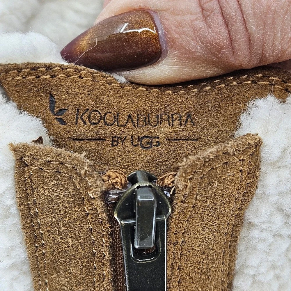 Koolaburra by UGG Victoria Short‎ Brown Suede Shearling Lined Zip Boots Size 4Y